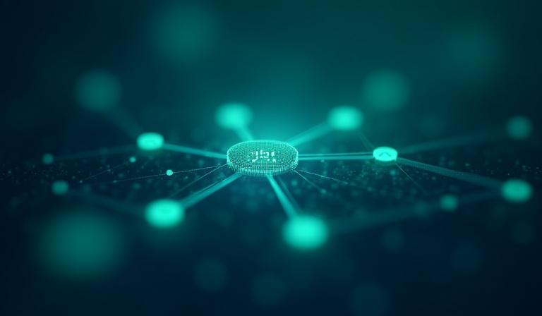 Abstract illustration of inter-connected digital nodes representing API communication